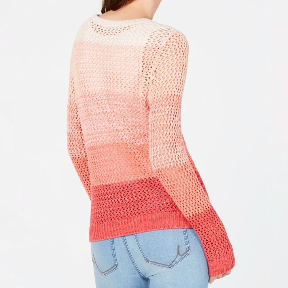 INC Orange Ombré Metallic Detail Loose Knit Sweater Size S - Picture 7 of 12
